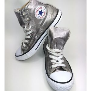 Girls Silver Converse High Tops